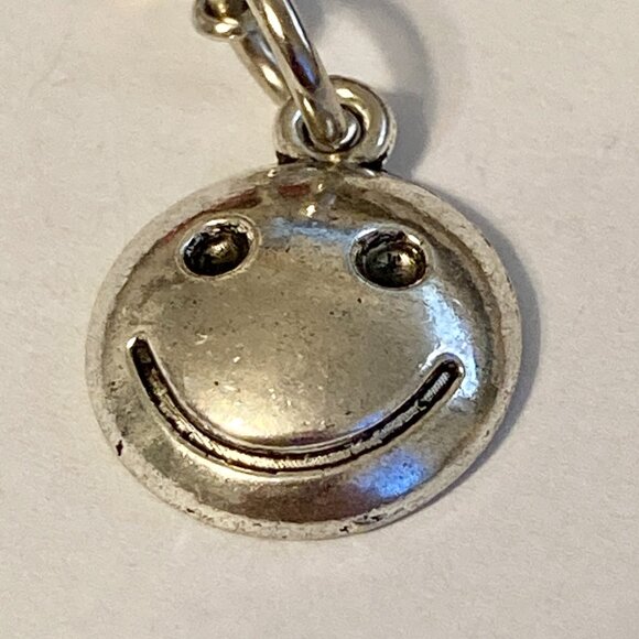 Smiley Face Clip On Charm For Bracelet Zipper Pull Bag Silver Tone Smile Happy - Picture 9 of 12